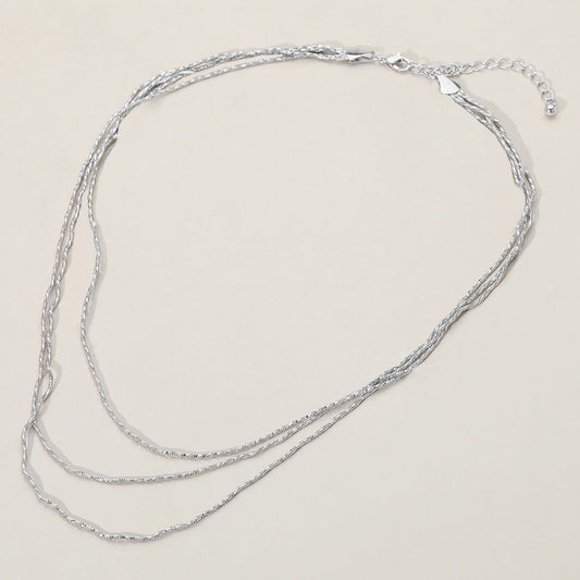 Triple Layered Brass Chain Necklace