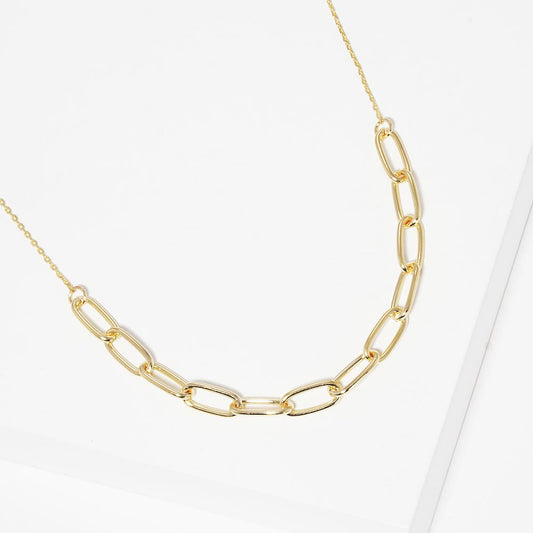 Gold Dipped Open Metal Oval Link Necklace