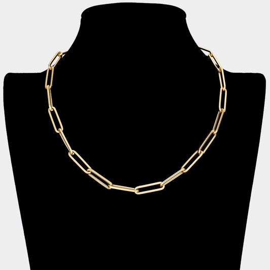 Open Metal Oval Link Necklace