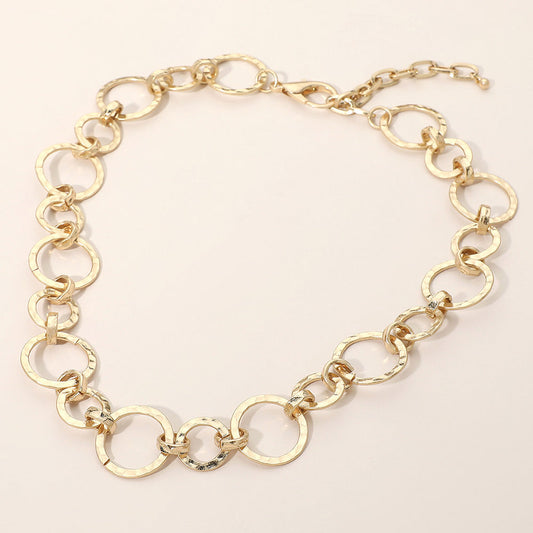 Hammered Metal Ring Link Necklace