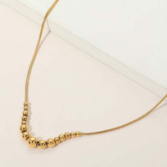 Stainless Steel Beaded Snake Chain Necklace