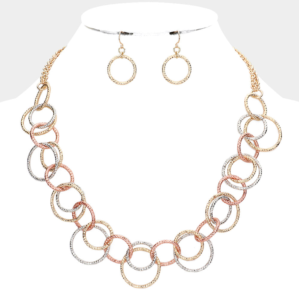 Multi Link Open Circle Metal Necklace