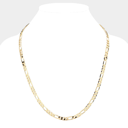 Gold Plated 24 Inch 6mm Figaro Metal Chain Necklace