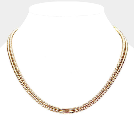 Metal Chain Double Layered Necklace