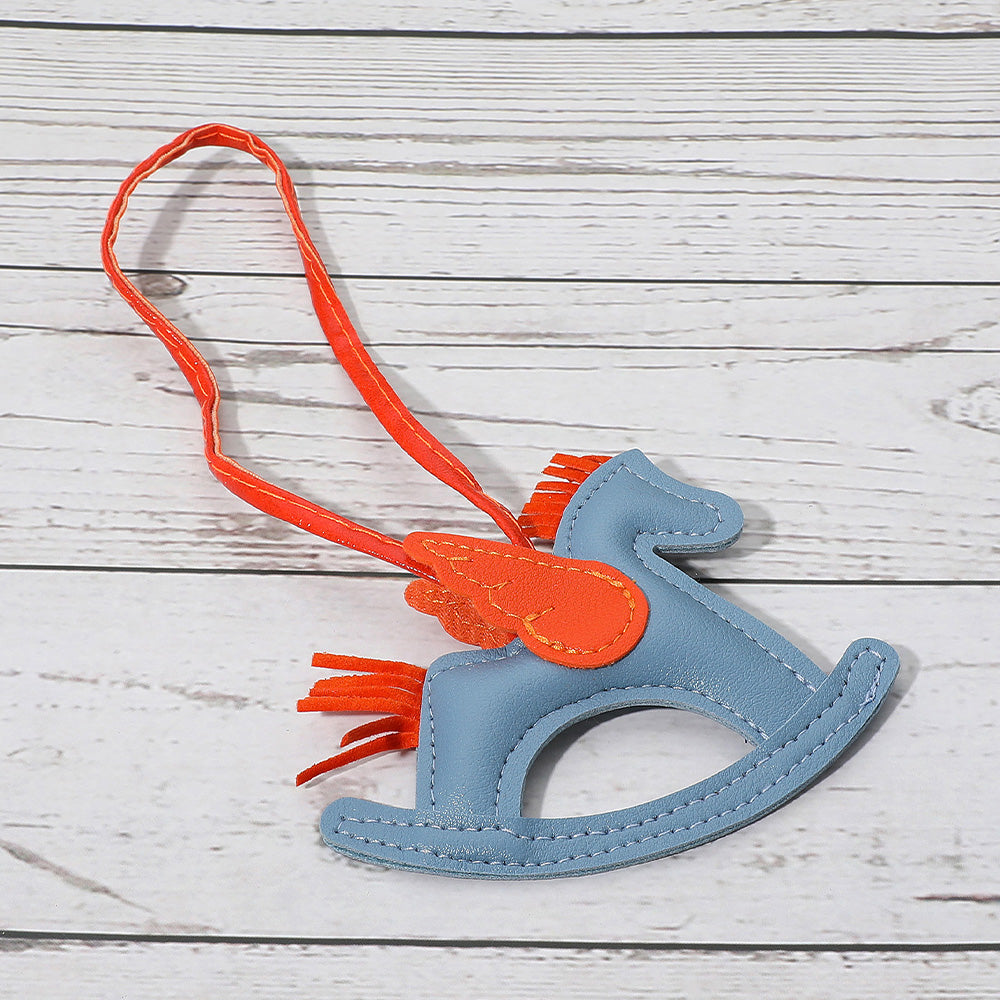 Faux Leather Winged Rocking Horse Bag Charm