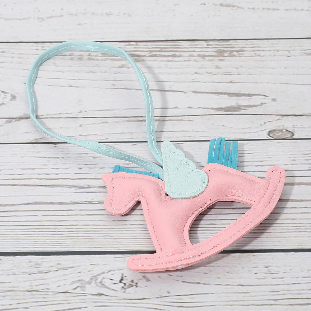 Faux Leather Winged Rocking Horse Bag Charm