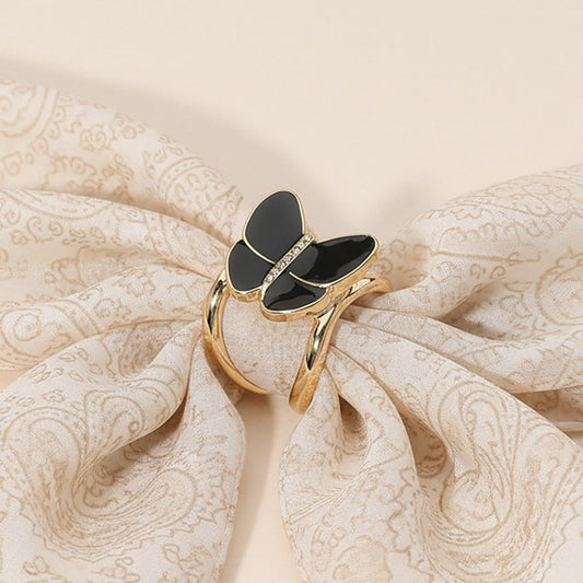 Enamel Butterfly Accent Scarf Ring