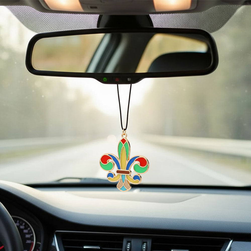 Colorful Fleur de Lis Car Rear View Mirror Hanging Accessory