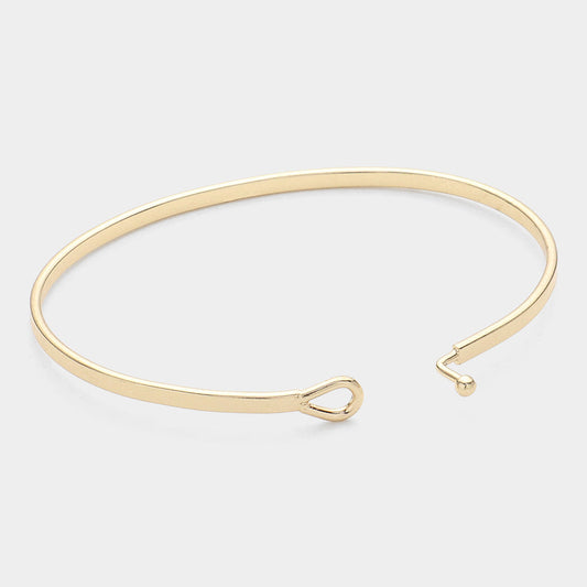 "Now I'm a Warrior" Thin Brass Metal Hook Bracelet