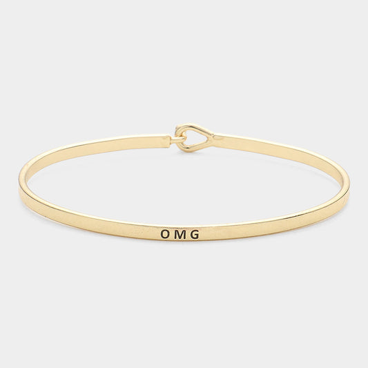 "OMG" Thin Brass Metal Hook Bracelet