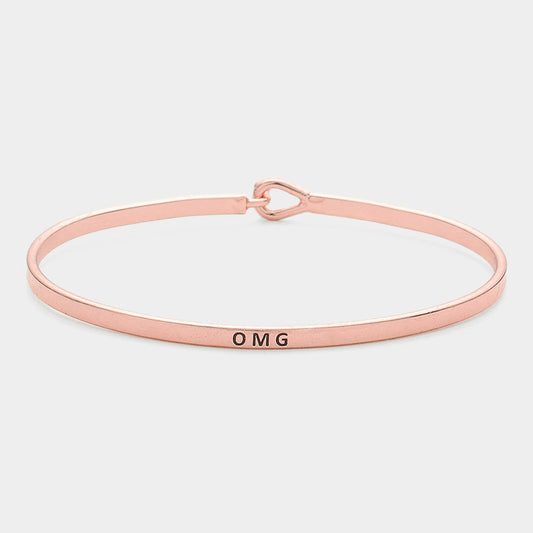 "OMG" Thin Brass Metal Hook Bracelet