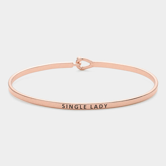 "Single Lady" Thin Brass Metal Hook Bracelet