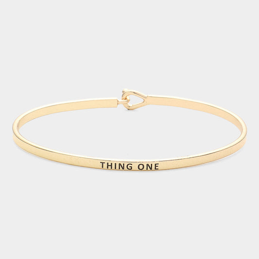 "Thing One" Thin Brass Metal Hook Bracelet