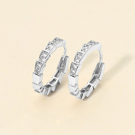 14K Gold Dipped CZ Stone Paved Geometric Huggie Hoop Earrings