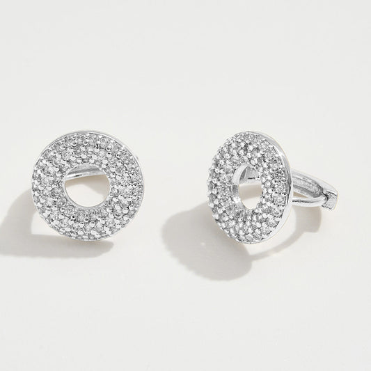 14K Gold Dipped CZ Stone Paved Donut Mini Huggie Hoop Earrings