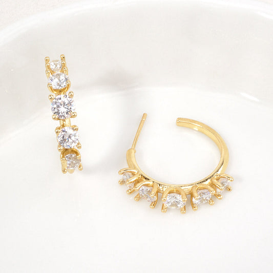 14K Gold Dipped Glam CZ Hoop Earrings