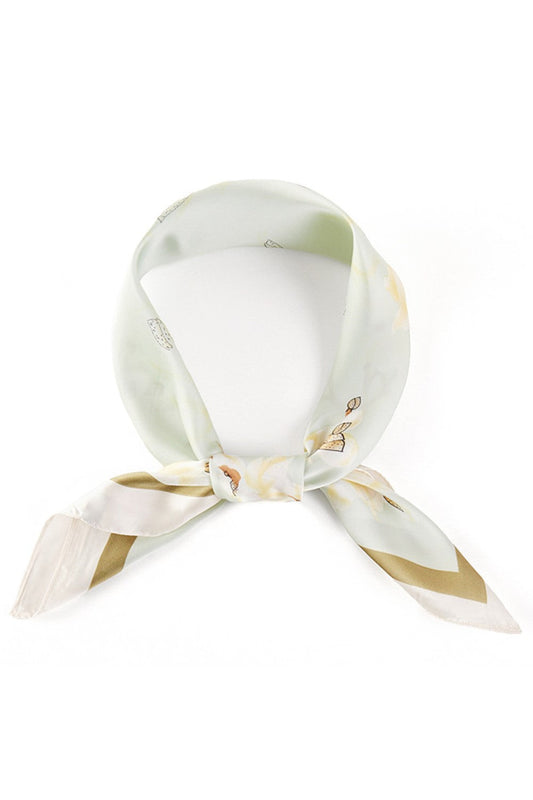 Flower Pattern Print Light Weight Silky All Season Bandana Scarf