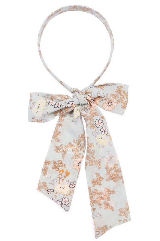 Floral print head band with ponytail