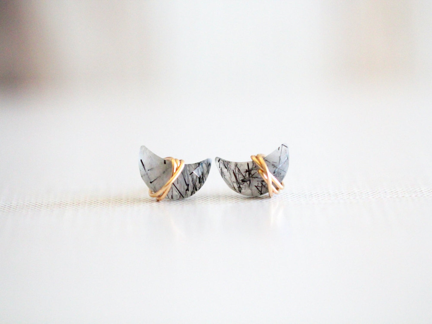 Moonbeam & Stardust Studs - Rutilated Quartz