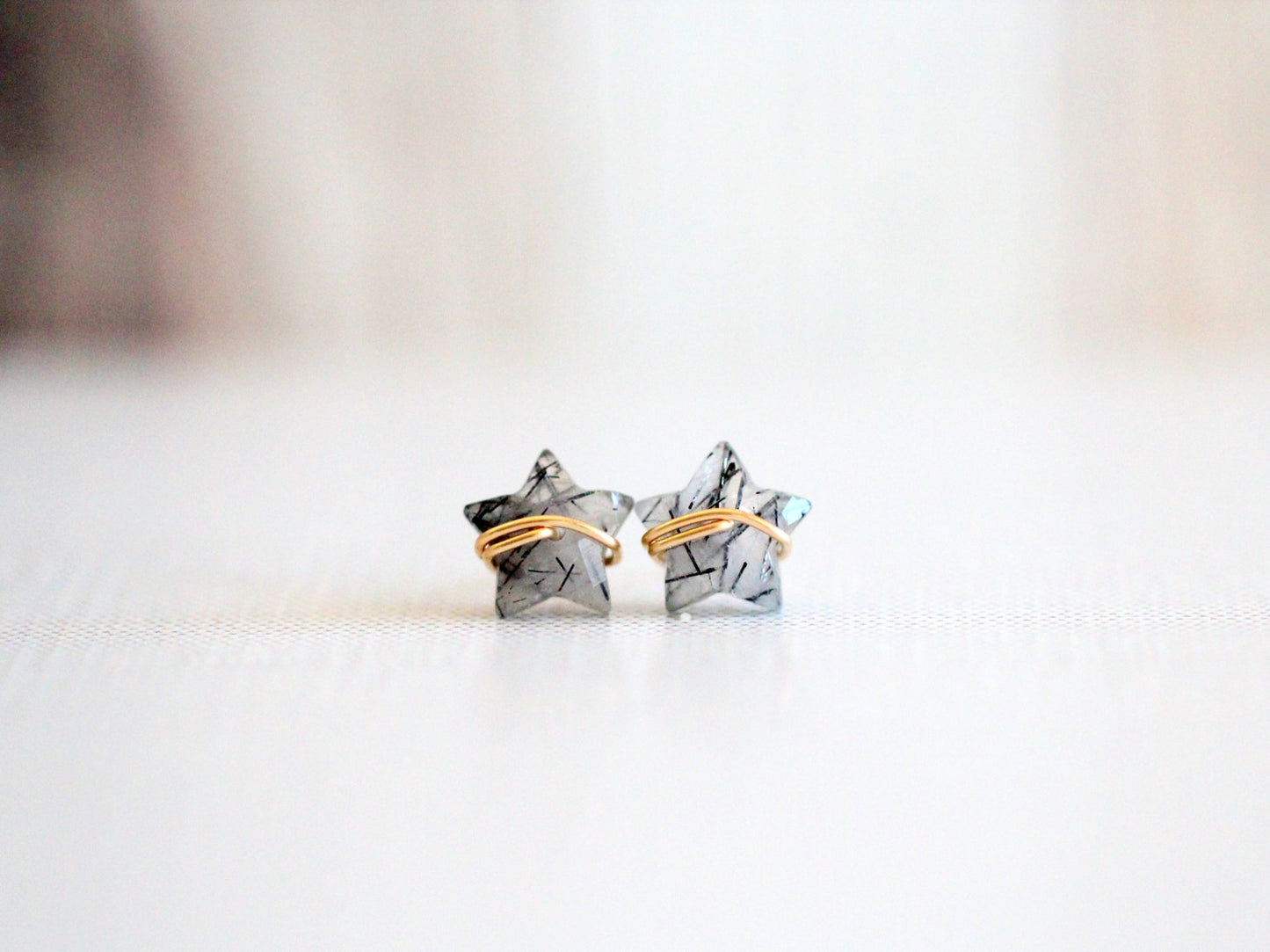 Moonbeam & Stardust Studs - Rutilated Quartz