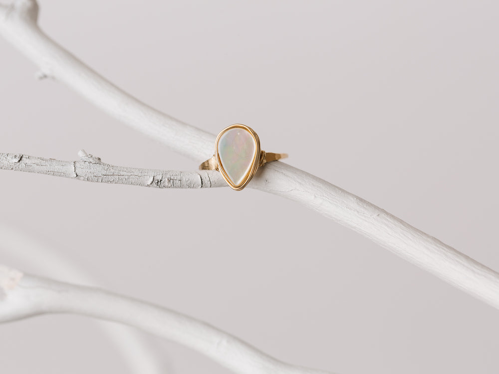 Mother of Pearl Teardrop Ring