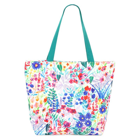 Flower Patterned Beach Tote Bag