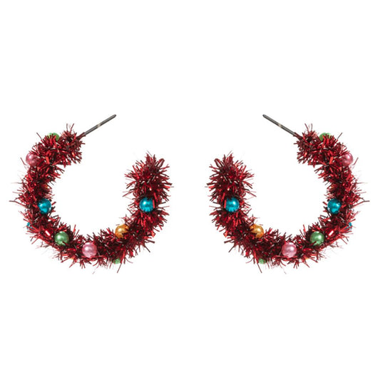Christmas Tinsel Hoop Earrings