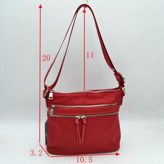 Multi Zipper Crossbody Shoulder Bag with Adjustable Long Strap