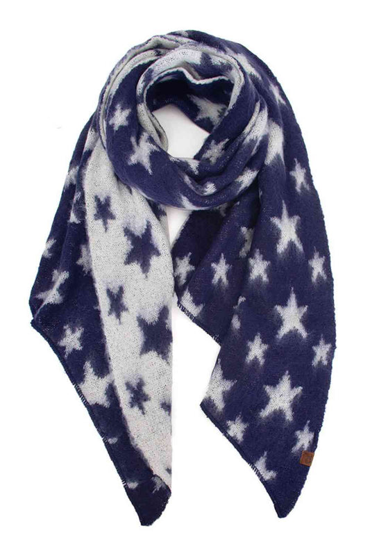 C.C American Flag Stars Bias Cut Brushed Scarf