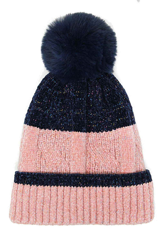 COLORFUL LUREX STRIPED KNITTED BEANIE