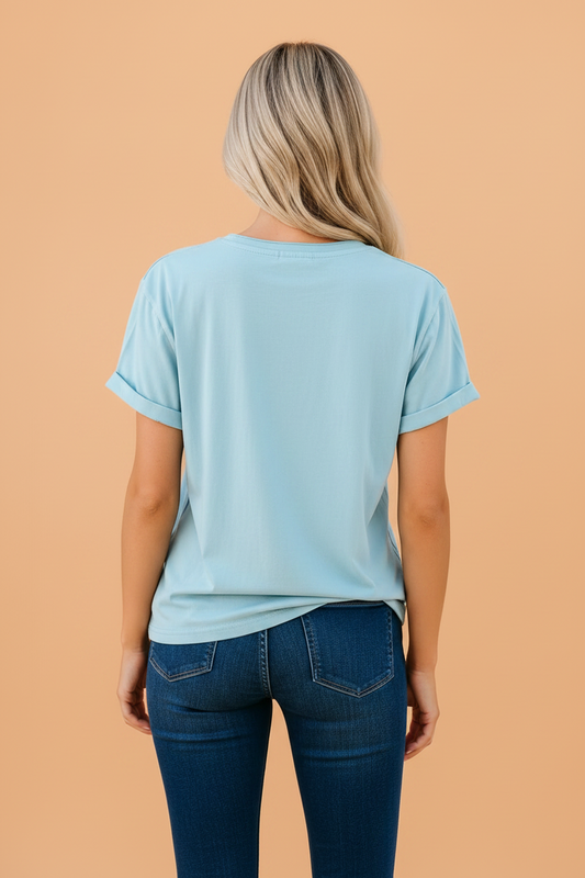 Solid Exposed Seam Short Sleeve T-Shirt