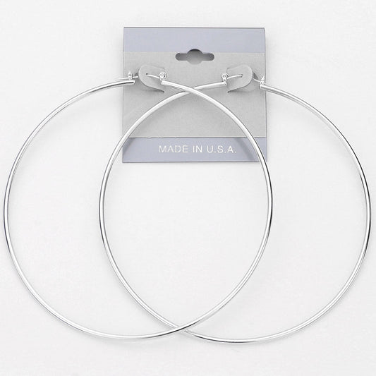 Oversized Metal Pin Catch Hoop Earrings