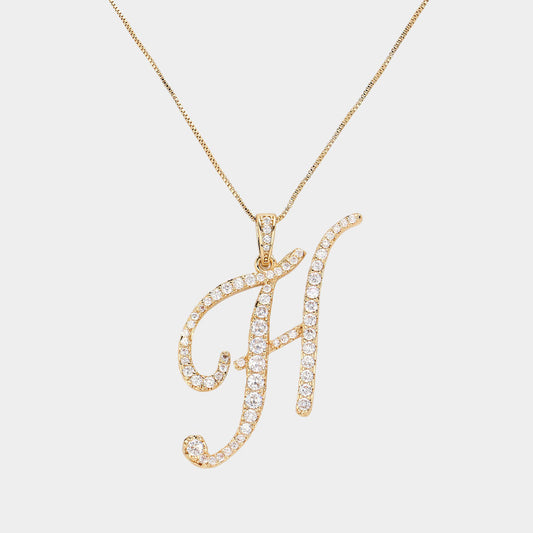 -H- CZ Initial Monogram Pendant Necklace