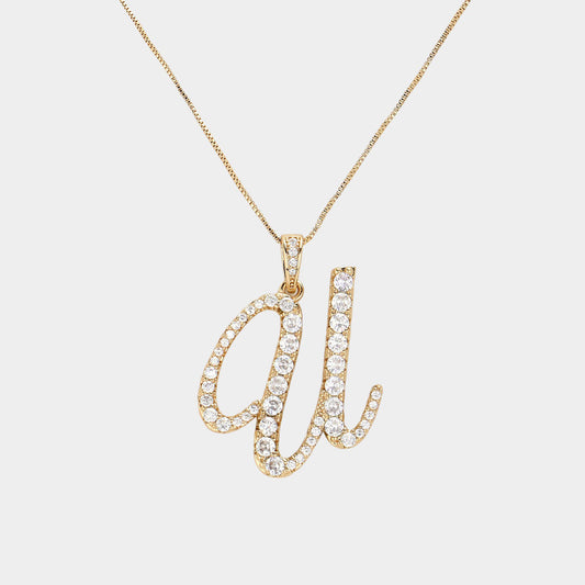 -U- CZ Initial Monogram Pendant Necklace