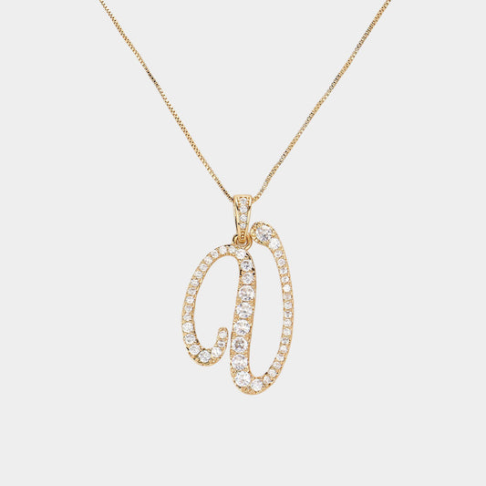 -V- CZ Initial Monogram Pendant Necklace