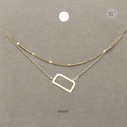 -D- Initial Monogram Brass Metal Necklace