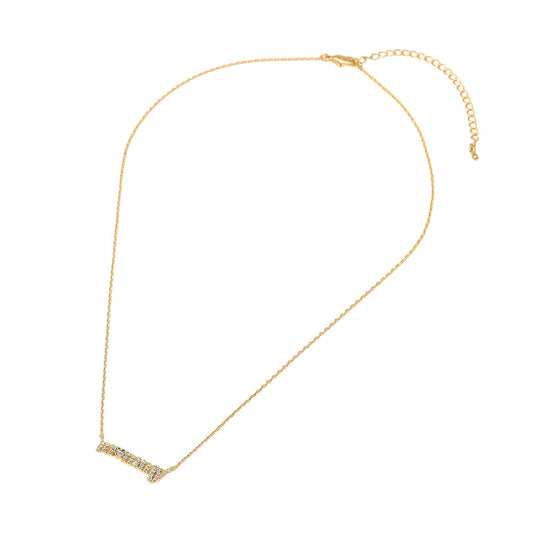 18K Gold Dipped Stone Pave MOMMY Plate Pendant Necklace
