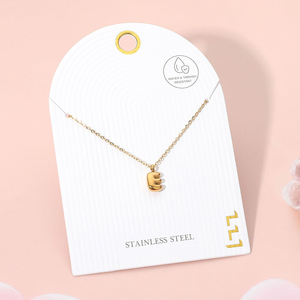 -E- Stainless Steel Monogram Pendant Necklace