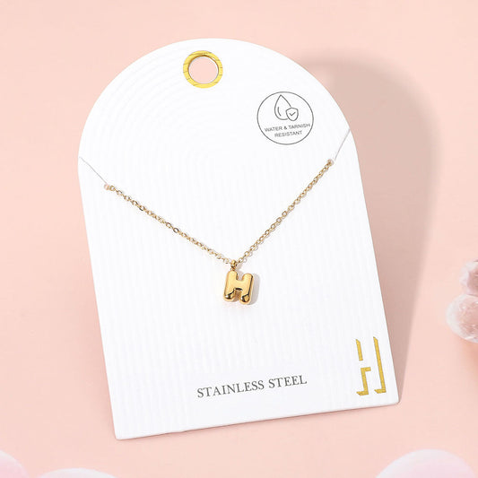 -H- Stainless Steel Monogram Pendant Necklace