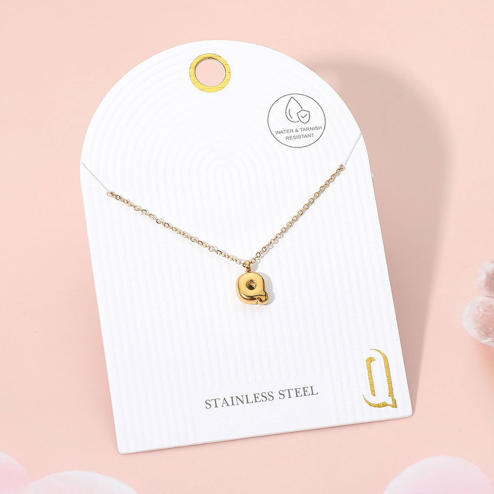-Q- Stainless Steel Monogram Pendant Necklace