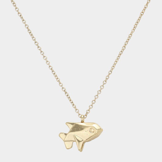 Origami fish pendant necklace