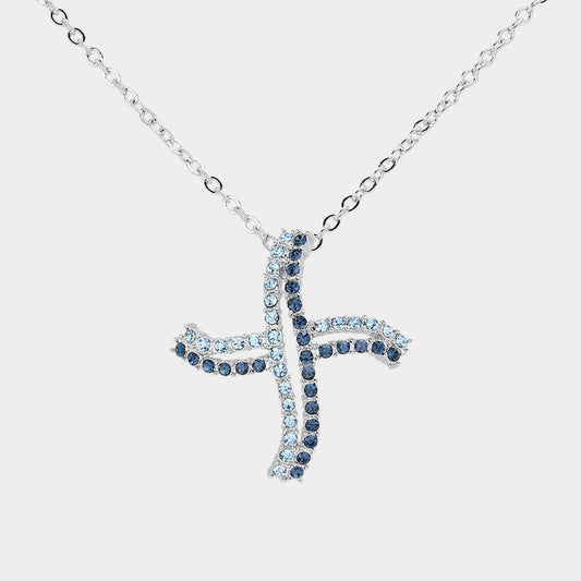 Stone Paved Abstract Wheel Pendant Necklace