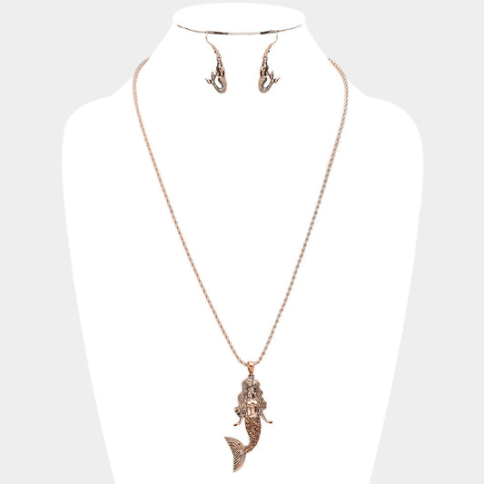 Metal Mermaid Pendant Necklace