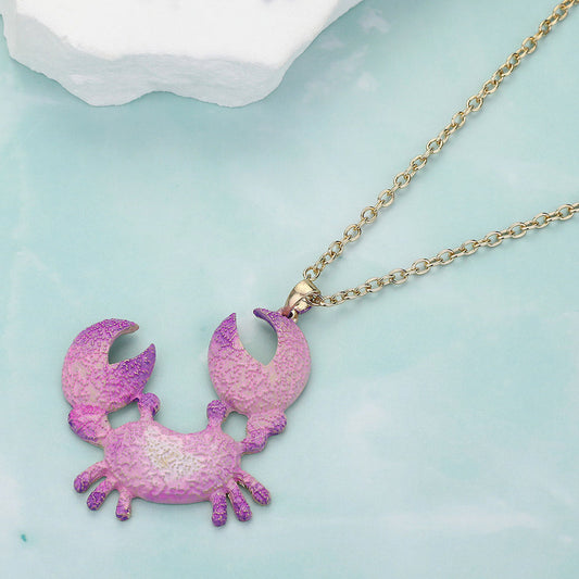 Crab Colored Metal Pendant Necklace