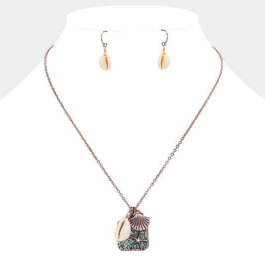 Guidance Message Starfish Cut Out Plate Shell Charm Pendant Necklace