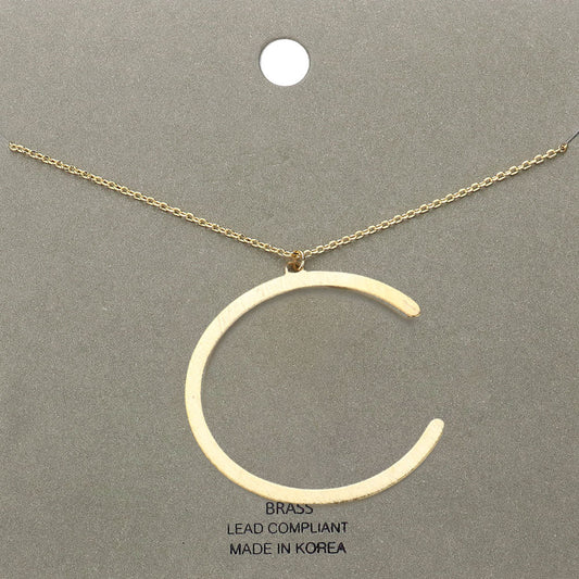 -c- Brass Initial Monogram Metal Pendant Necklace