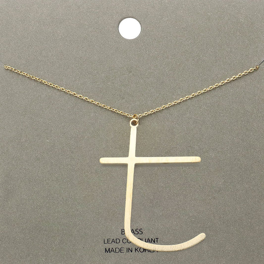 -t- Brass Initial Monogram Metal Pendant Necklace