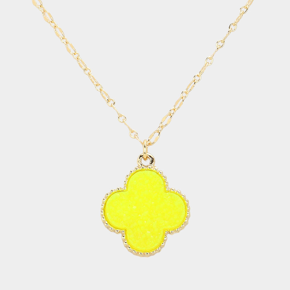 Druzy Quatrefoil Pendant Necklace