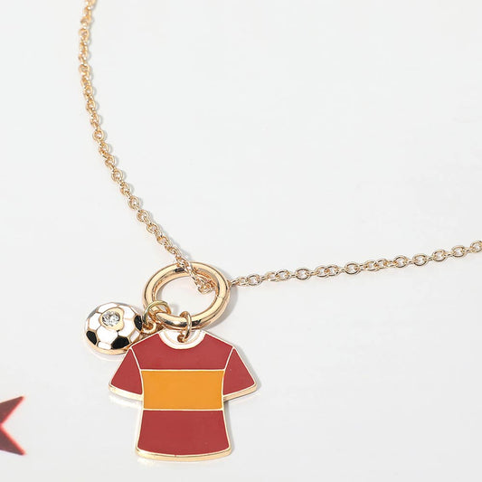 Spain Soccer Ball Jersey Charm Toggle Pendant Necklace