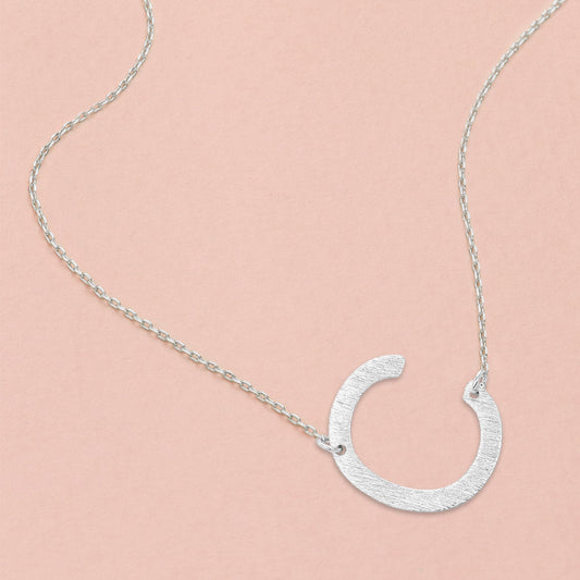 -C- White Gold Dipped Initial Monogram Pendant Necklace